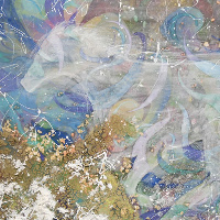 海南百合香の日本画作品「駆られる」