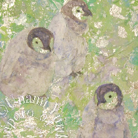 海南百合香の日本画作品「Emerald(ペンギン)」