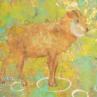 海南百合香の日本画作品「Peridot(鹿)」