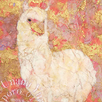 海南百合香の日本画作品「Rose quartz(アルパカ)」