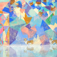 海南百合香の日本画作品、卒業制作2-2「太陽の城」一部