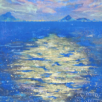 海南百合香の日本画作品「浮かべ月」