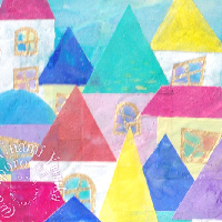 海南百合香の日本画作品「マチナミ#01」